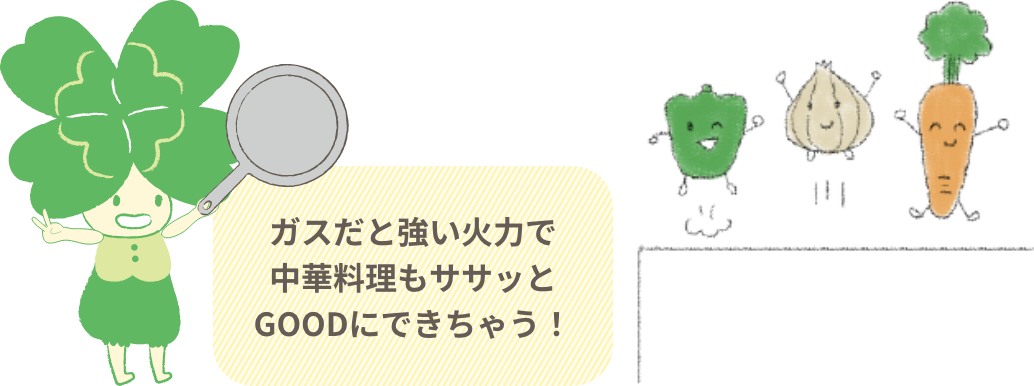 ガスだと強い火力で中華料理もささっとGOODにできちゃう!